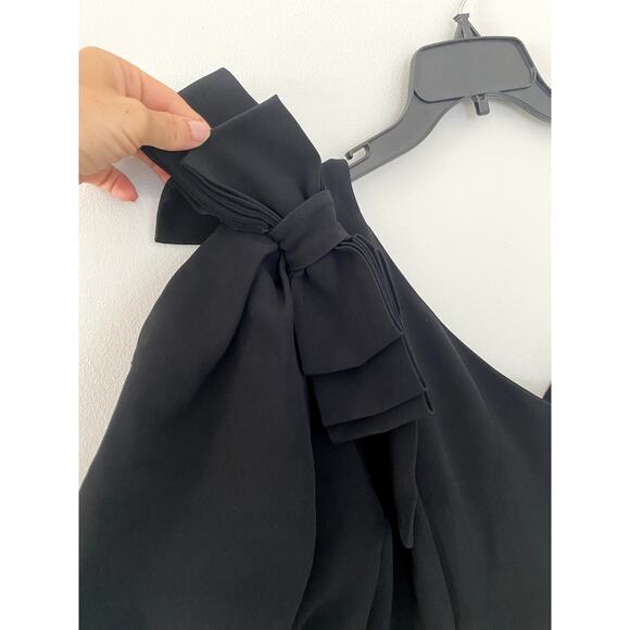 La Perla One Shoulder Puff Sleeve Bow Mini Black Dress Cocktail Designer USA 10 - Picture 2 of 8